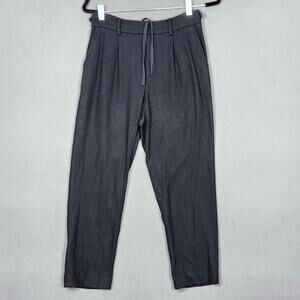 Vince Pants Womens Small Black Wool Nylon Knit Tapered Pleated Pull On Pockets